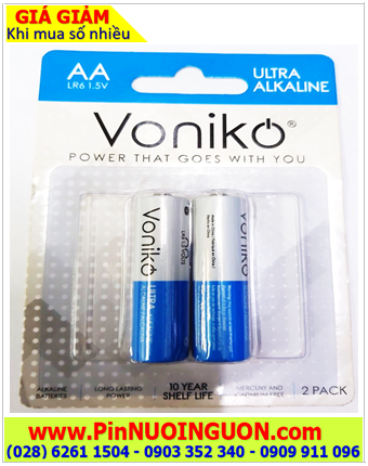 Voniko VO-LR6UD-2B, Pin AA 1.5v Alkaline Voniko VO-LR6UD-2B, Pin Akaline AM3 chính hãng /Vỉ 2 viên
